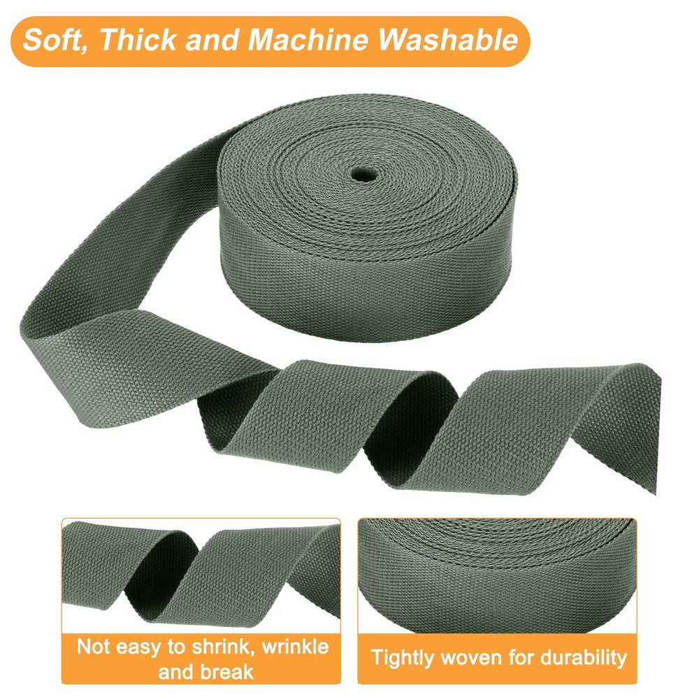 Cotton Webbing 2 Inch 11 Yard Polyester Cotton Webbing Strap, Grey