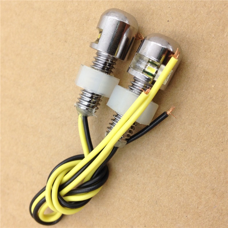 HTTMT  Motorcycle Chrome Universal LED License Tag Plate Bolt Light