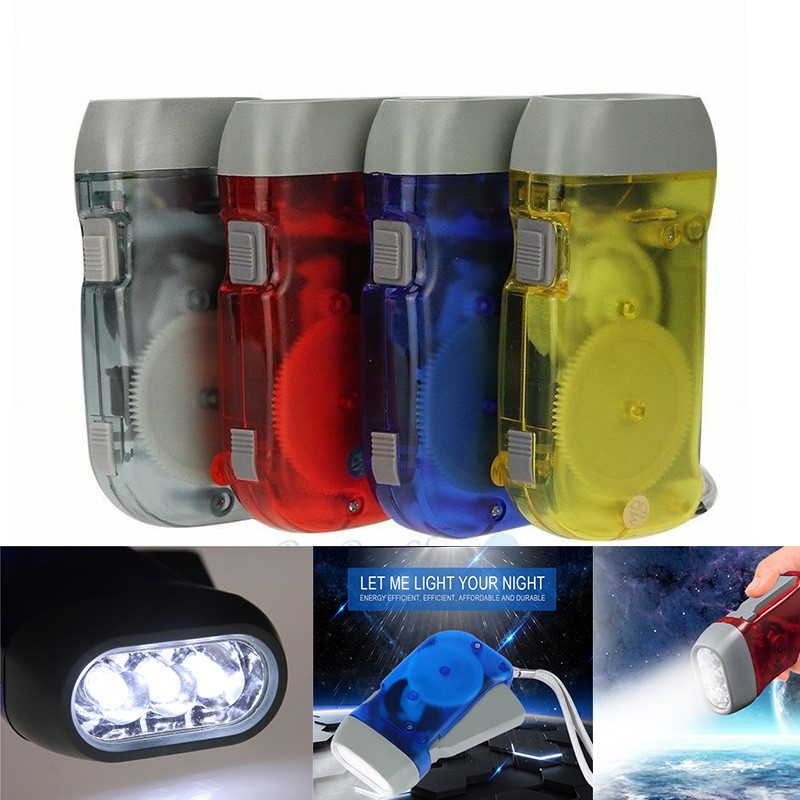 4PCS Hand Press Crank Flashlight Squeeze Powered No Battery LED Light Emergency