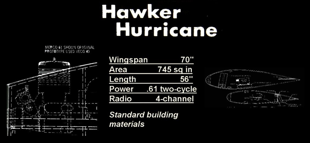 RC Printed plans and patterns Bigger HAWKER HURRICANE 70" Wingspan