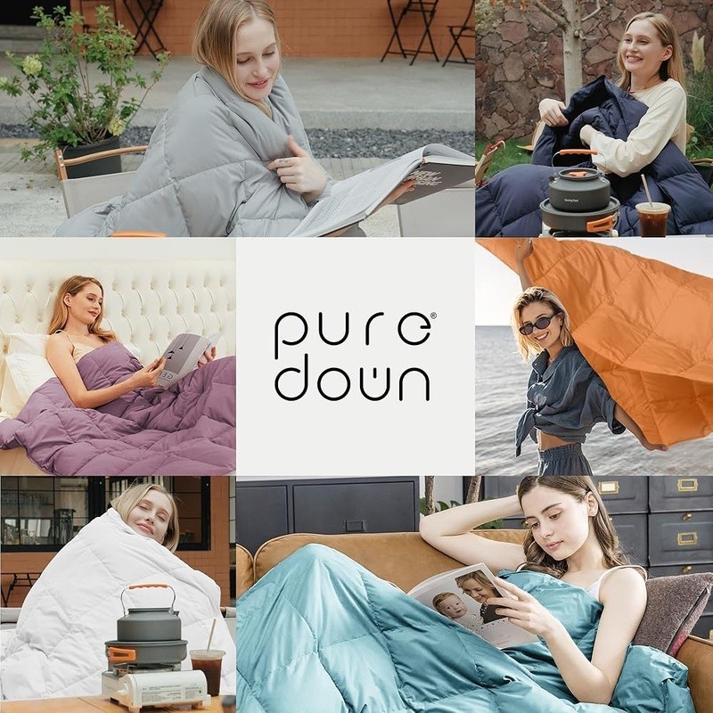 Soft Feather Down Throw Blanket Packable Couch Throw for Indoor Outdoor 50"X70"