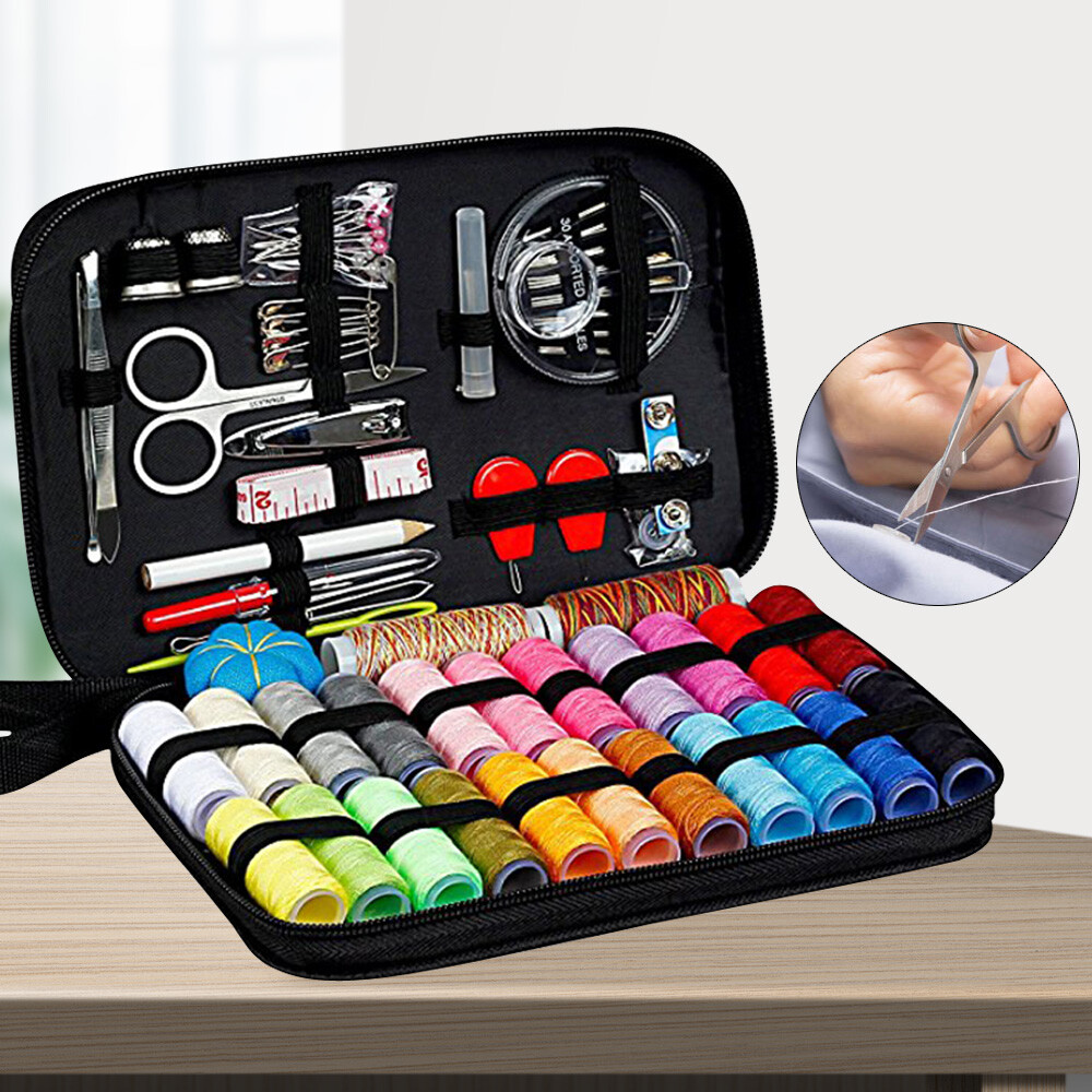 99Pcs Portable Sewing Box Kit Home Travel Sewing Threads Scissors Needles Set