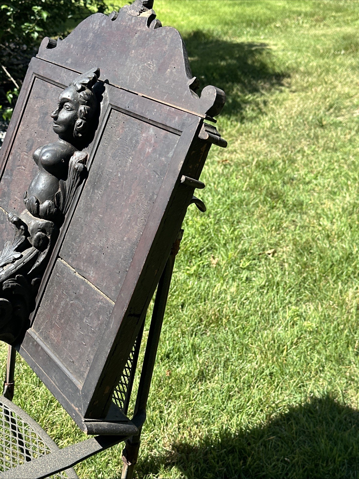 ANTIQUE WOODEN NEOCLASSICAL CARVED BIBLE STAND CARYATID FIGURE~FOLIATE MOTIFS~