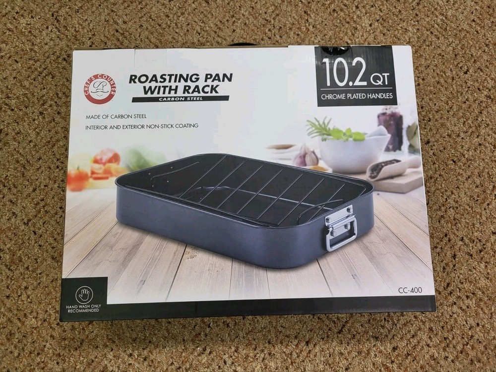 Chefs Counter Roasting Pan With Rack CC-400 16.4x12.5x3