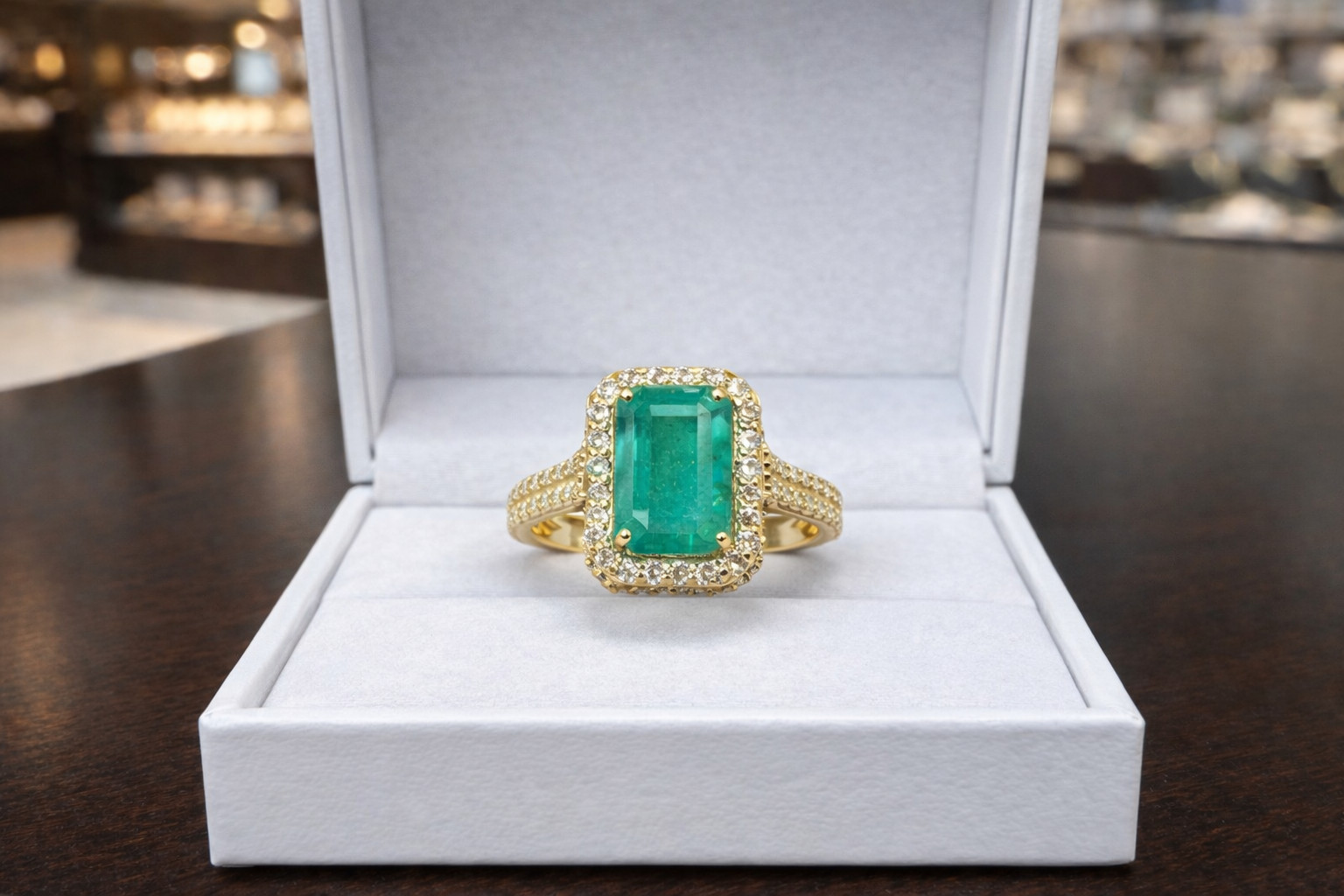 5.50 Ct Emerald Cut Natural Emerald Diamond Wedding Ring 14k Yellow Gold Size 8