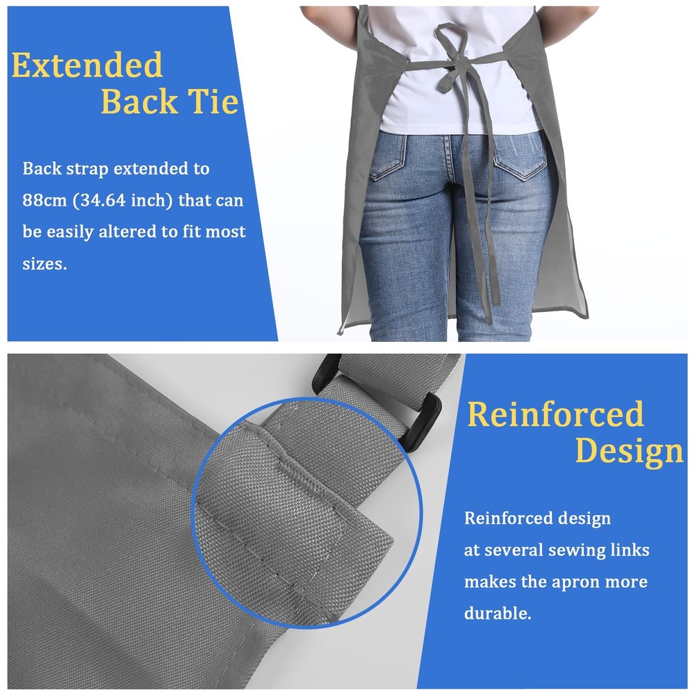 4 PCS Chef Apron Adjustable 2 Pockets Unisex Cooking Kitchen Restaurant Work