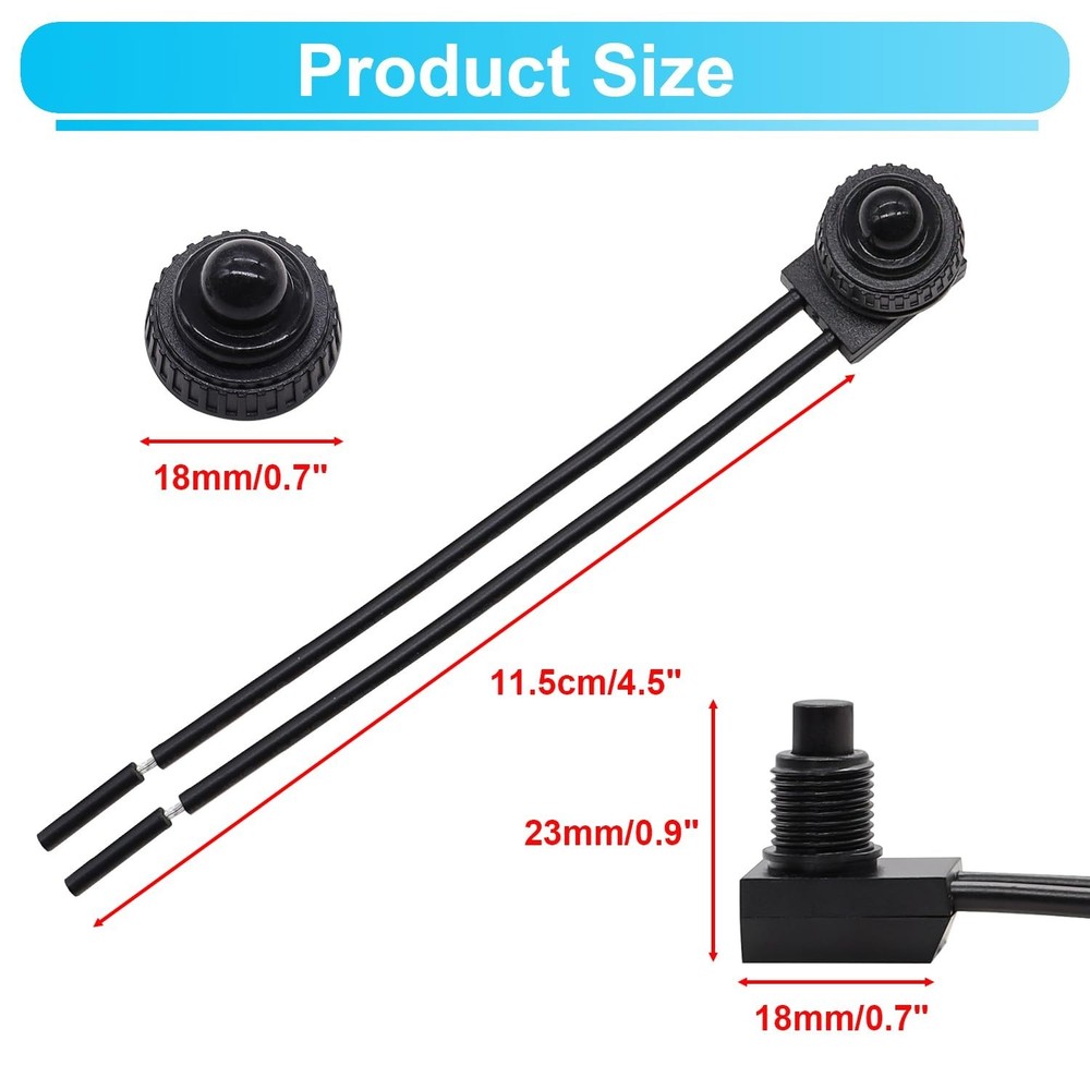 Reliable 12V Push Button Switch Set - 2PCS Waterproof for Automotive Projects
