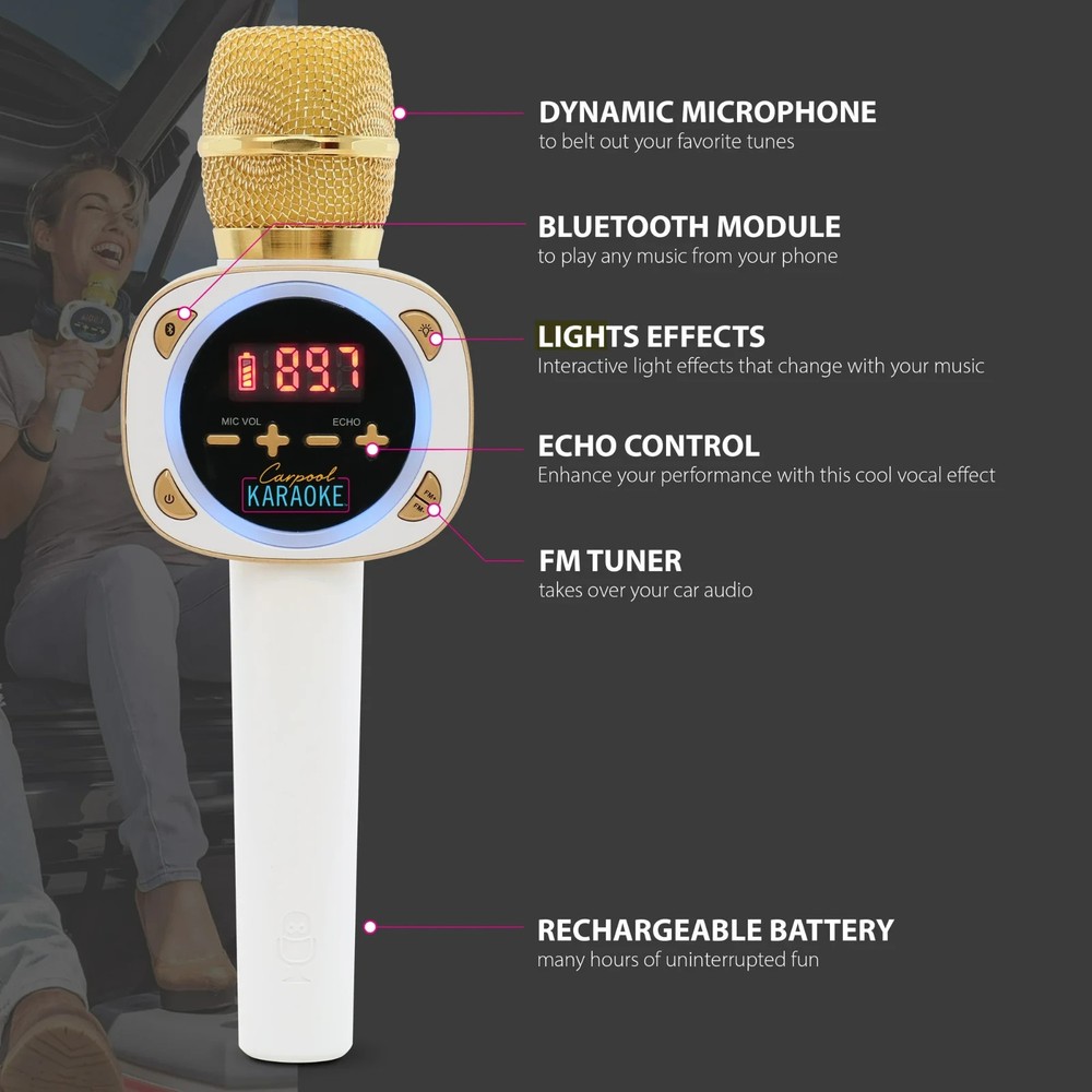 The Singing Machine Wireless Bluetooth Microphone Carpool Karaoke Machine