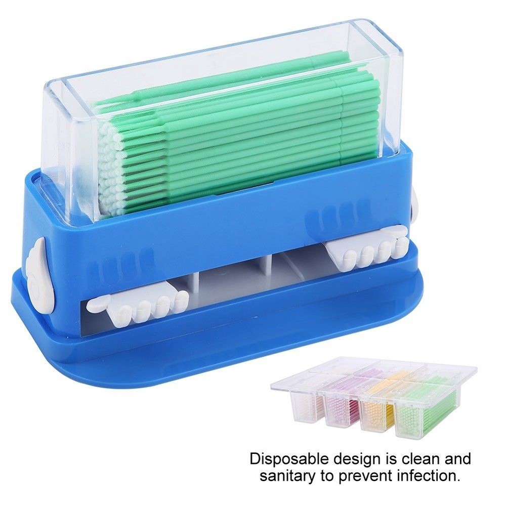 Dental Set Applicator Tip Dispenser Container 400 Pcs Micro Brush Press Type