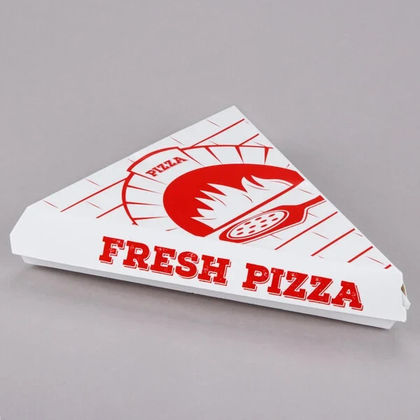 White Clay Coated Clamshell Pizza Slice Box - 400/Case