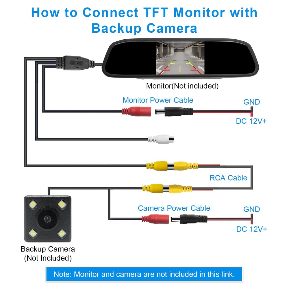 Double Shielded RCA Video Cable for Backup Camera Weatherproof Anti-Interference