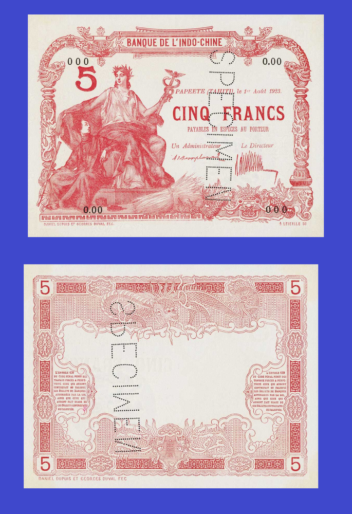 Tahiti 5 francs 1920 - Copy