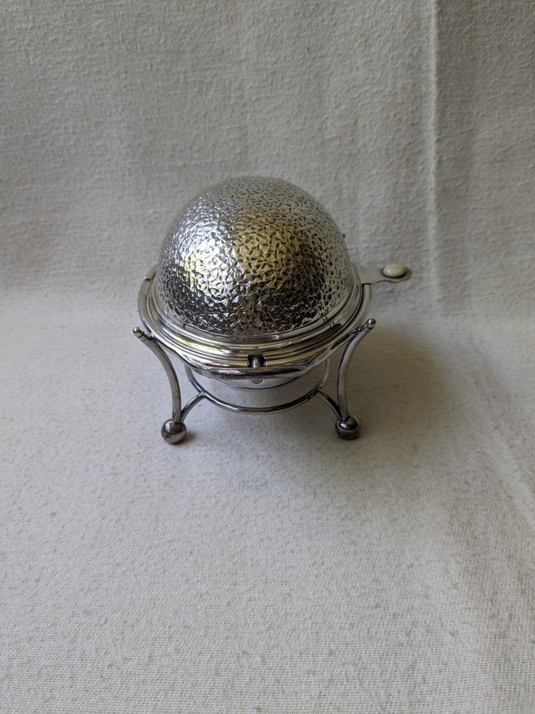 James Dixon Silverplate Small Rolltop Dome Serving Dish W/ Pyrex Insert