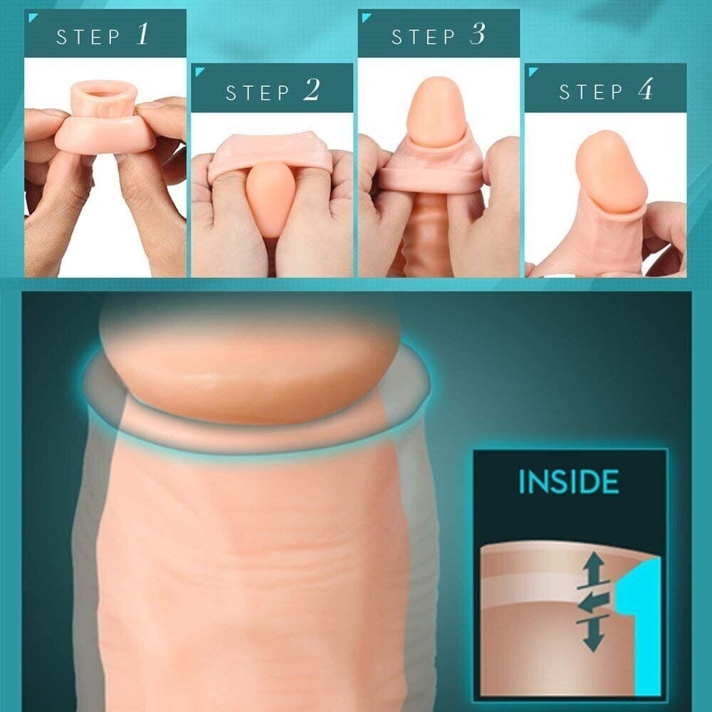 S+L Reusable Delayed Ejaculation Bigger Glans Penis Enlarger Sleeve Extender