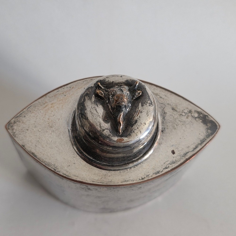 Unique Vintage Copper-Plated Cow Lid Canister Decorative Metal Container