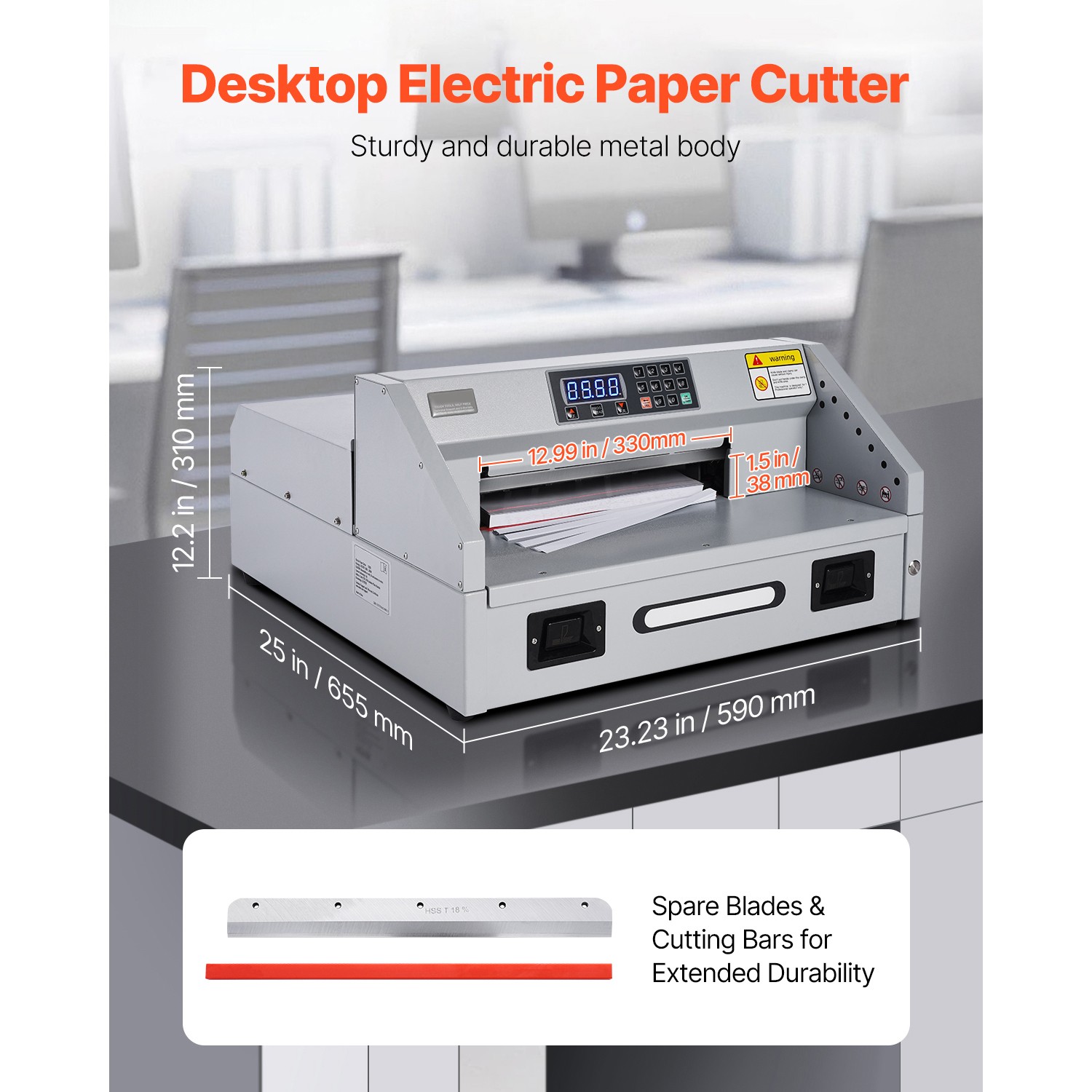 Electric Paper Cutter 300W Guillotine Trimmer Cutter Machine with Casters