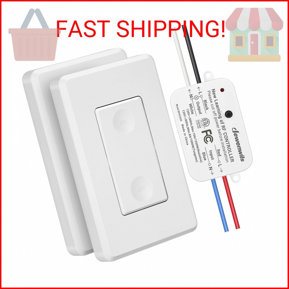 DEWENWILS 3 Way Wireless Light Switch and Receiver Kit, Remote Control for Ceili