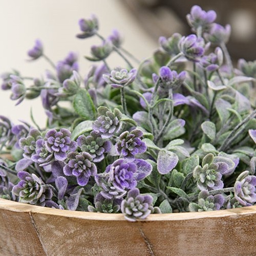 New PRIMITIVE Farmhouse DUSK LAVENDER BUDS HALF SPHERE Green 10" WIDE Cottage