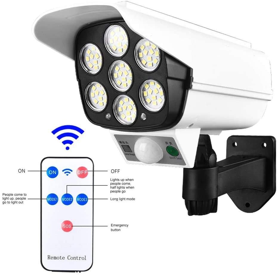 Outdoor Home Security Alarm LED Flash Light Solar PIR Motion Sensor Camera Shape