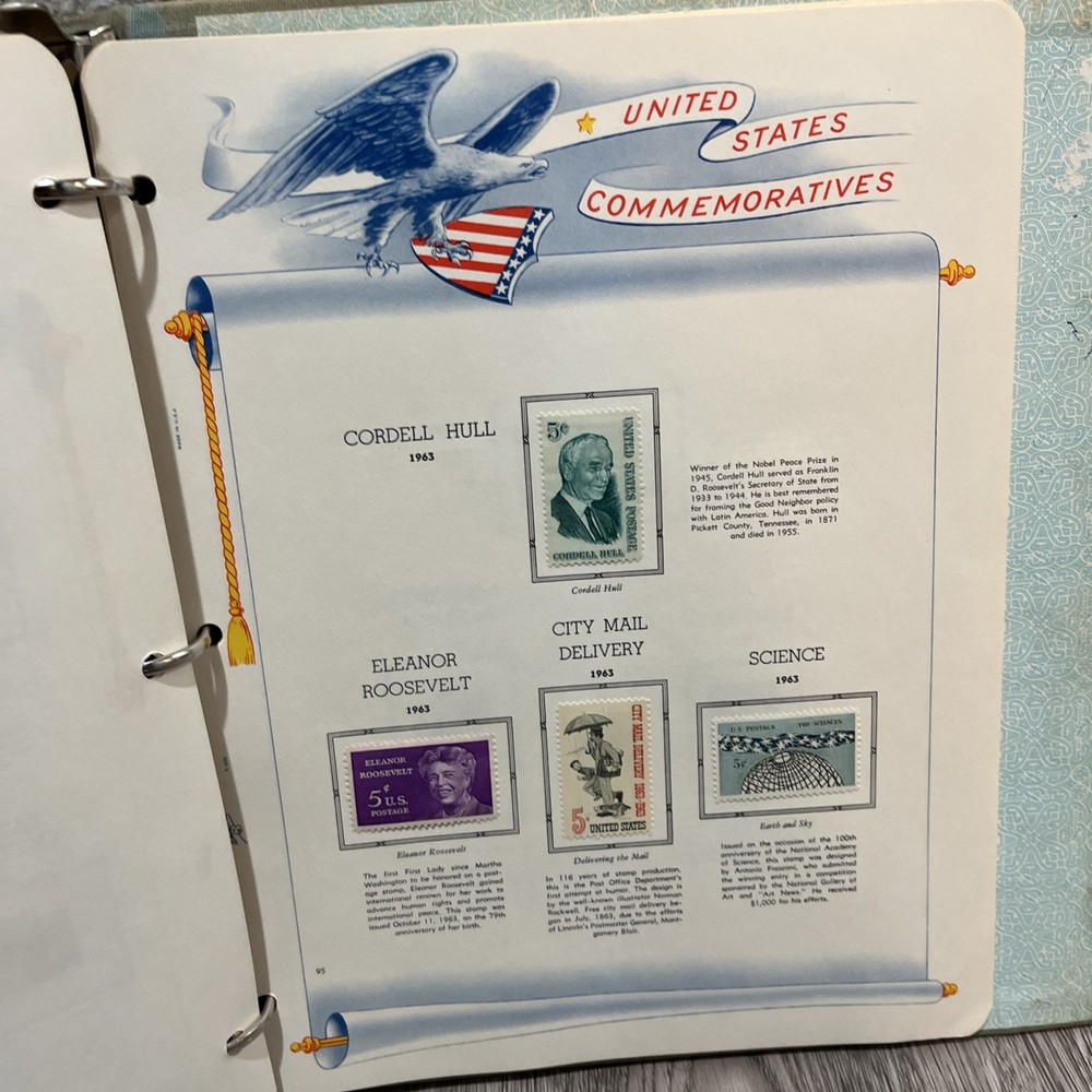 White Ace United States Commemoratives Postage Stamps Book 1947-1964 Qty 229