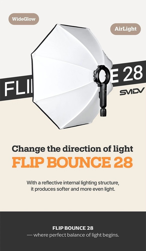 SMDV FLIP BOUNCE 28/Studio Photography Light Diffuser Ceiling Reflector Soft-box