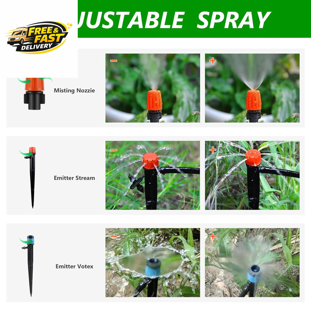 256FT Automatic Drip Irrigation System Kit,Automatic Garden Watering Misting Sys