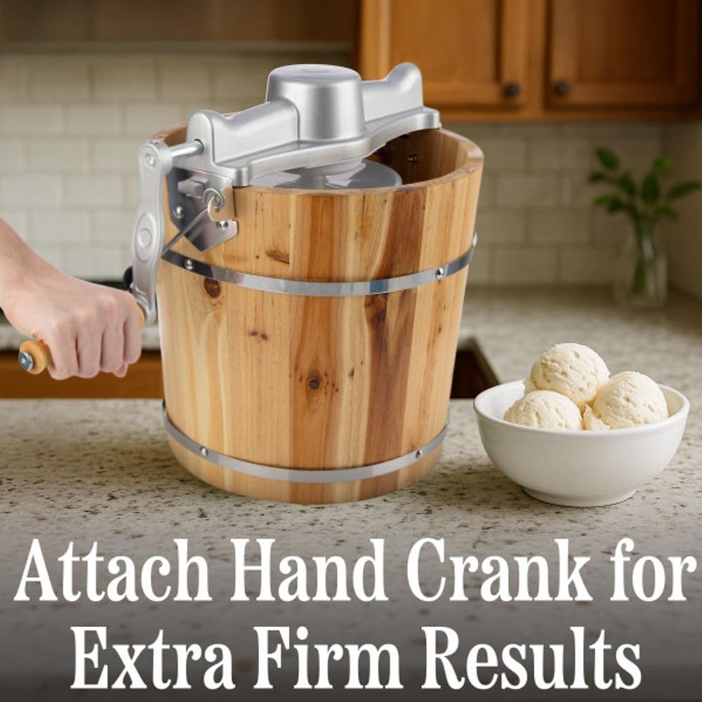 Electric Ice Cream Maker Machine - 4 Quart Old Fashioned Icecream Maker with Han