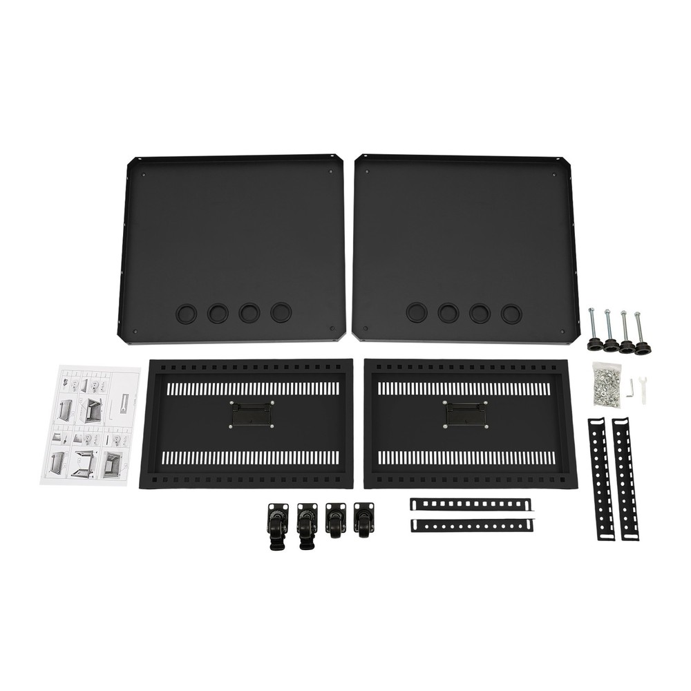 6U Stereo & Studio Rack w/ 4 Wheels, Rolling Network Cabinet Open Frame Rack