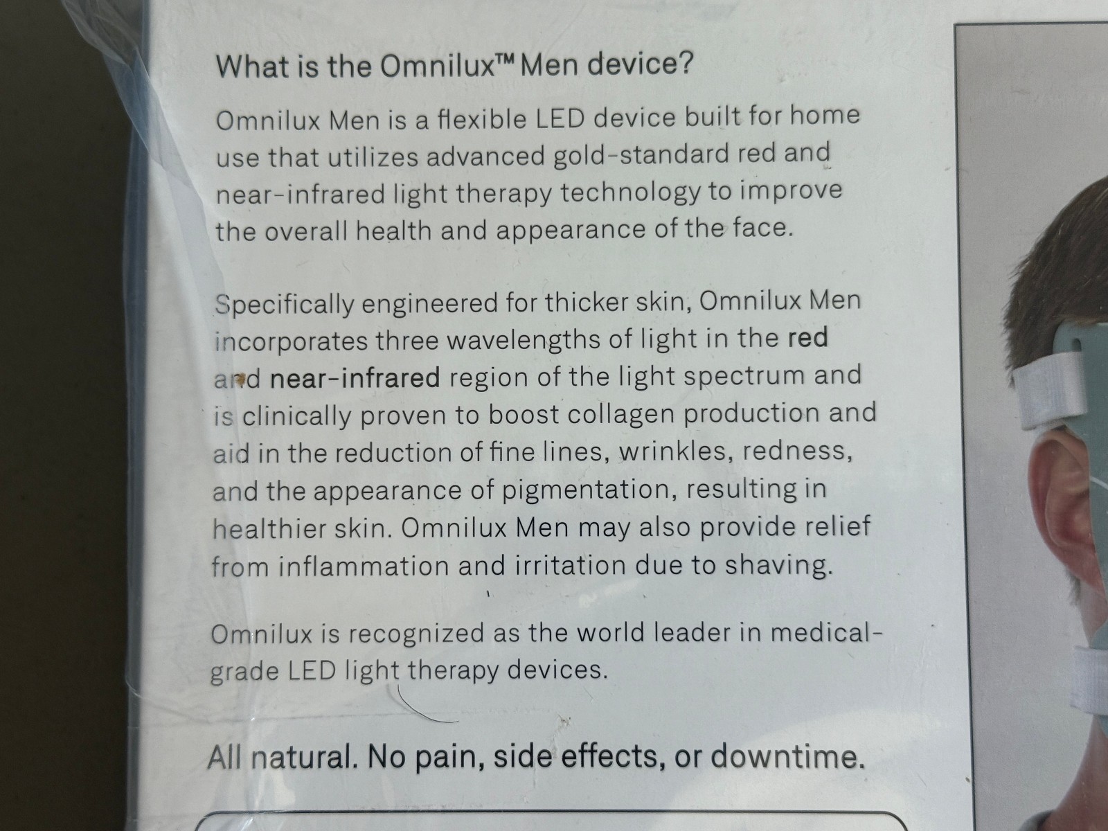 NEW Omnilux Men's LED Mask Therapy Device Reduce Lines Wrinkles Factory Sealed
