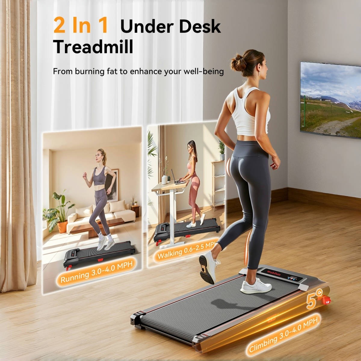 Brand-new home treadmill Walking Mat featuring a remote control and LED