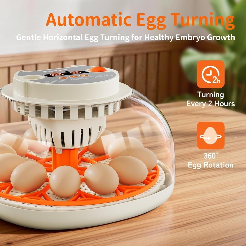 Egg Incubator with Temperature and Humidity Control, Automatic Egg Turning
