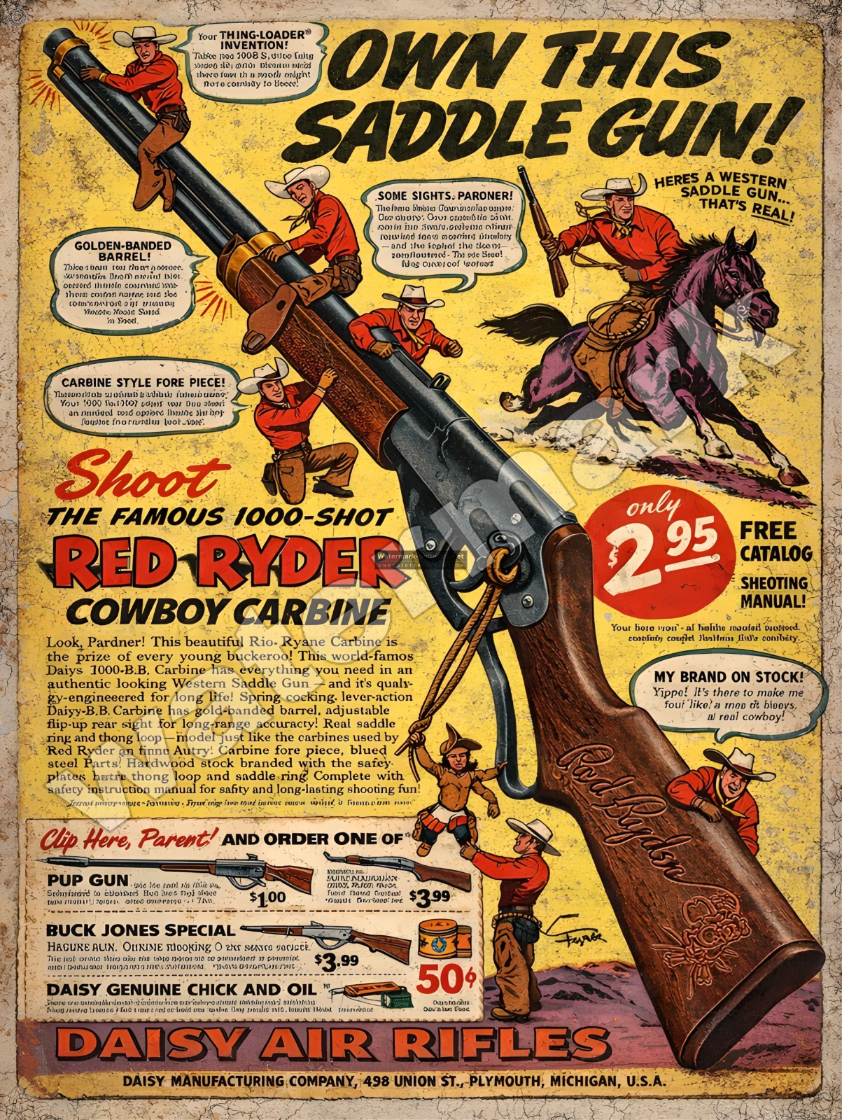 Red Ryder Cowboy Carbine Ad  Metal Sign 9" x 12" or 12" x 16"