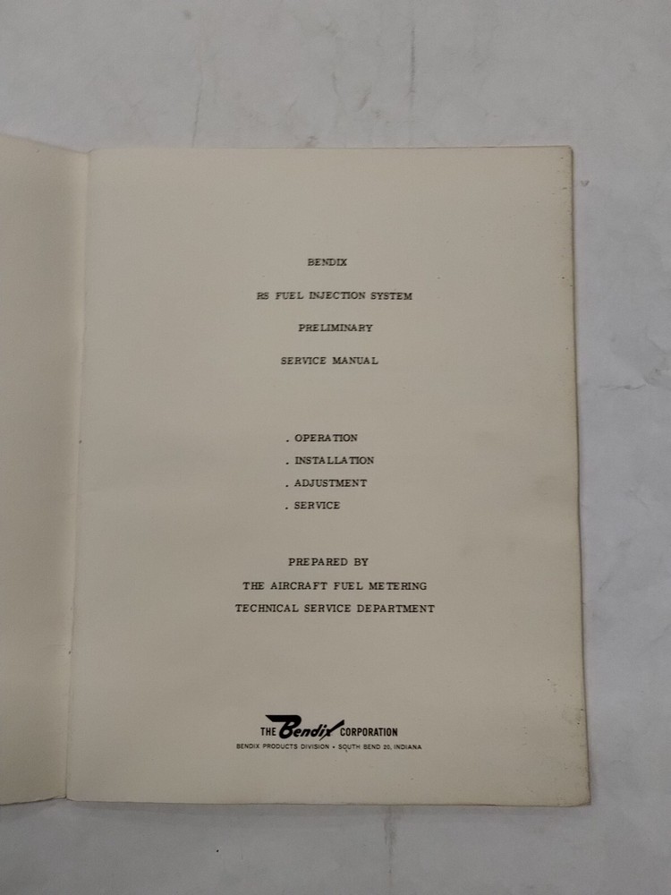 Bendix RS Fuel Injection System Preliminary Service Manual-Original