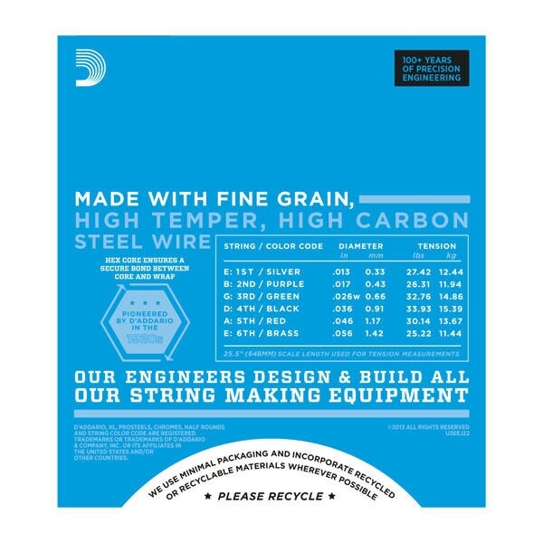 D'Addario EJ22 Nickel Wound Jazz Medium (wound 3rd) 13-56