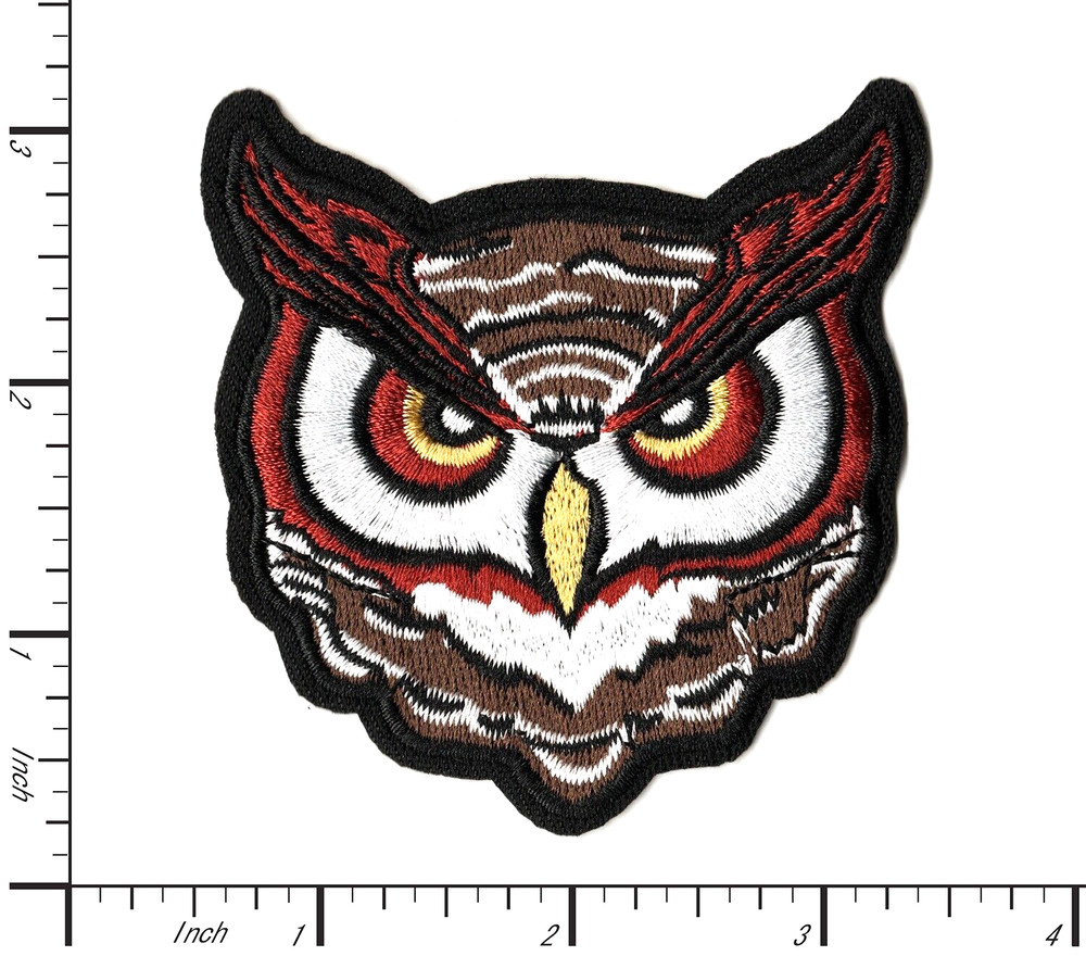 Brown Owl Head Embroidered Iron On Patch Exclusive Design