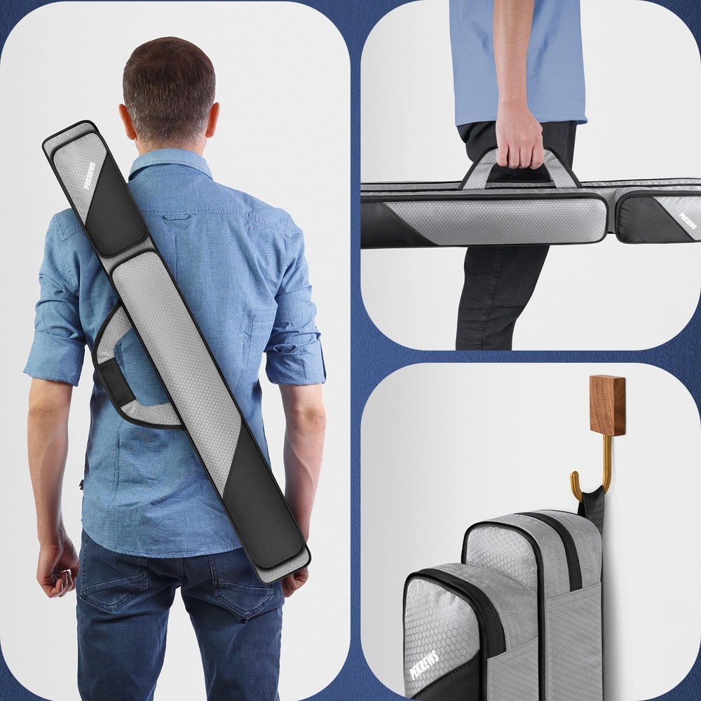 PEKREWS Pool Cue Case, Stick ‎Pool Case 2x2, Blizzard Grey/Black
