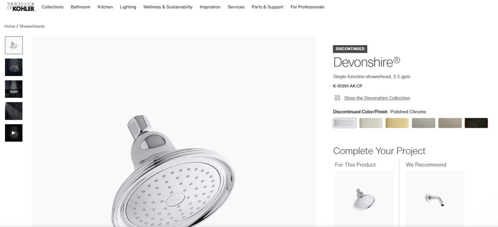 Kohler K-10391-AK-CP Devonshire 2.5 GPM Single Function Shower Head, Chrome