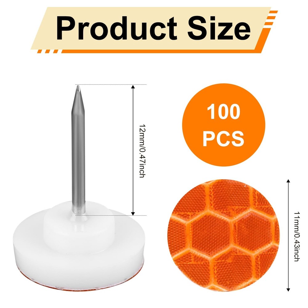 100pcs Reflective Tacks for Trail Marking, Box Medium, Orange & Silver