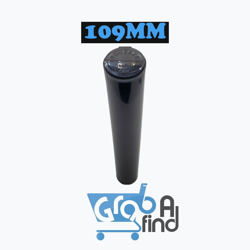 10 Pack - Airtight 109mm Solid Black Squeeze Pop Top Container Tubes