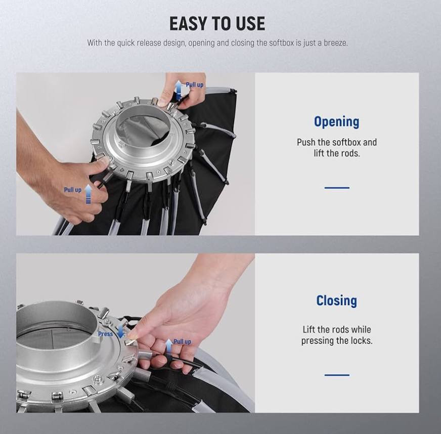 NEEWER 85cm Parabolic Softbox Quick Set up Quick Folding with Diffusers/Bag