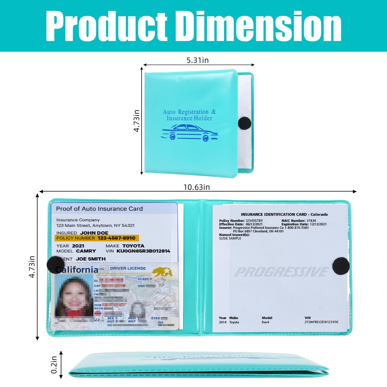Auto Registration and Insurance Card Holder 2 Packs Car Document ID Holder Gl...