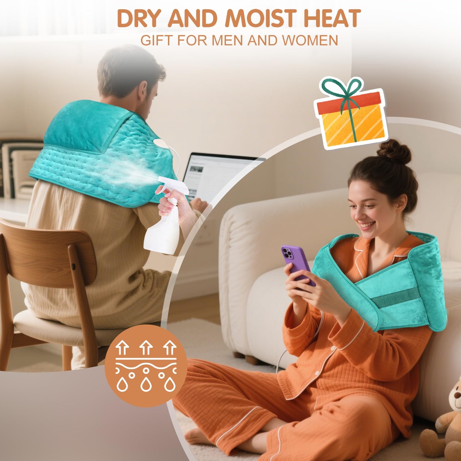 Heating Pad Back Pain Relief Electric Heating Pad for Period Cramps Lower Bac...