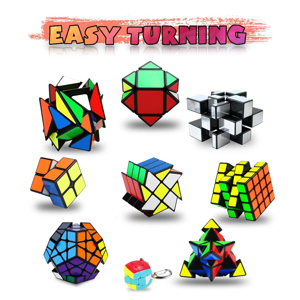 Speed Cube Set, Puzzle Cube,9 Pack Magic Cubes Pyraminx Pyramid + 2x2 + 3x3 +...