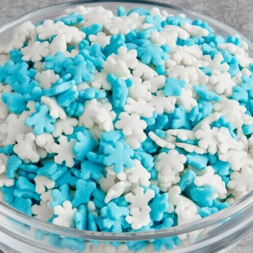 Blue & White Snowflake Sprinkles (2) 5 oz containers Free Shipping