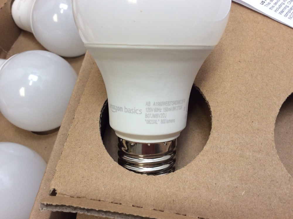 Amazon Basics A19 Soft White LED Light Bulb, E26 Base, 60w, Energy Efficient 9W