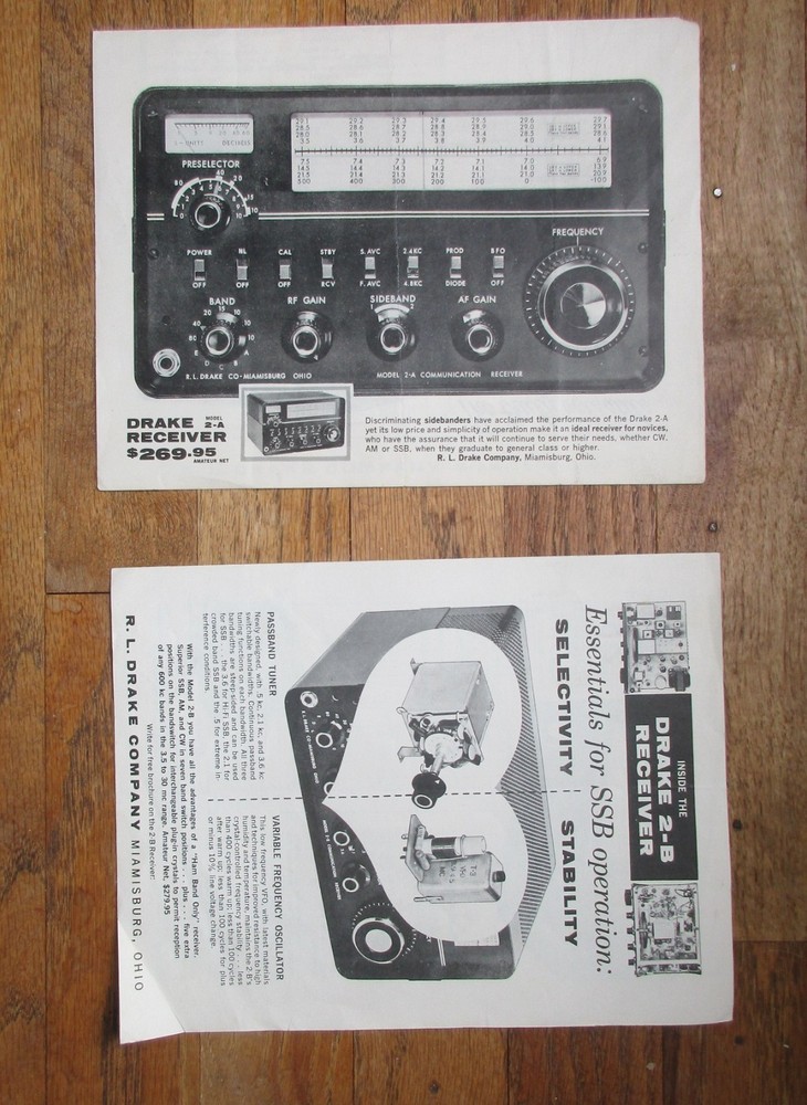R.LDrake Drake 2-B, Drake 2-A ShortWave Receiver Brochures