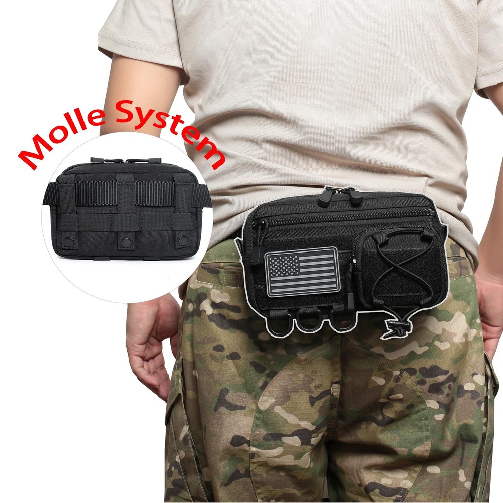 Tactical Molle Horizontal Admin Pouch with Front Drawstring Pocket EMT Pouch ...