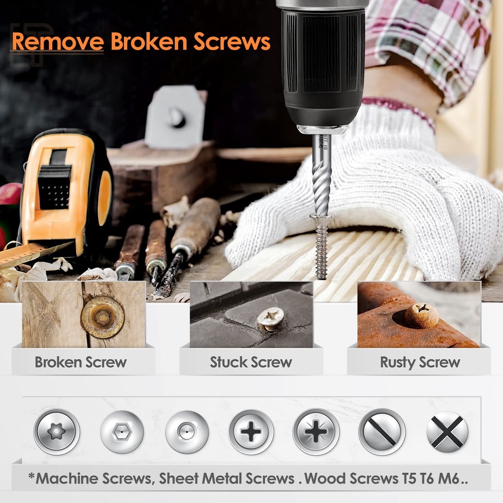 5Pcs Screw Extractor Set Spiral 5PCS Set, ‎screw