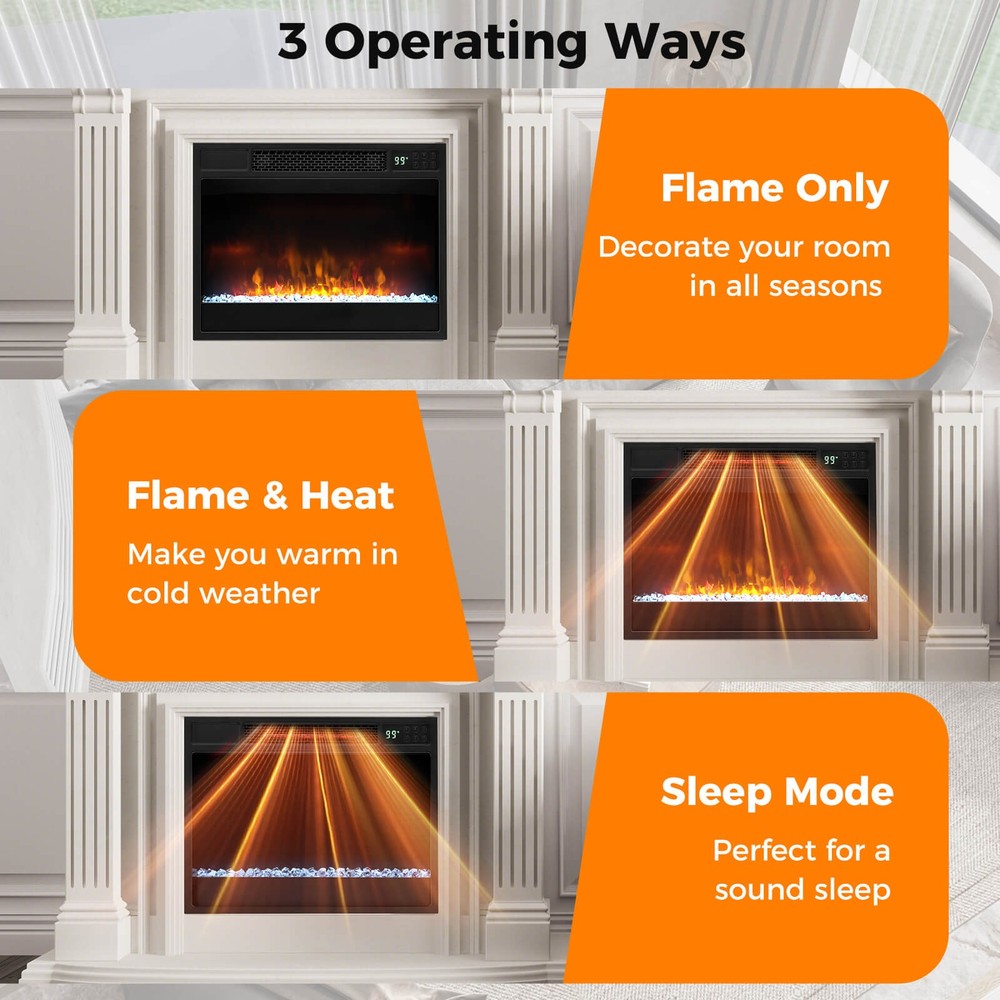 23-inch Infrared Quartz Electric Fireplace Insert with Remote Control