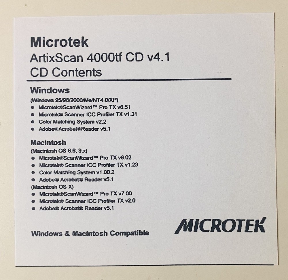 Microtek ScanMaker 9300XL Software + Adobe Photoshop Elements 2.0, Win/Mac